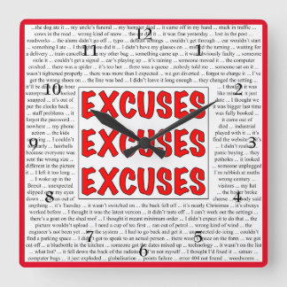 Carrée Excuses Excuses Excuses Horloge Mur