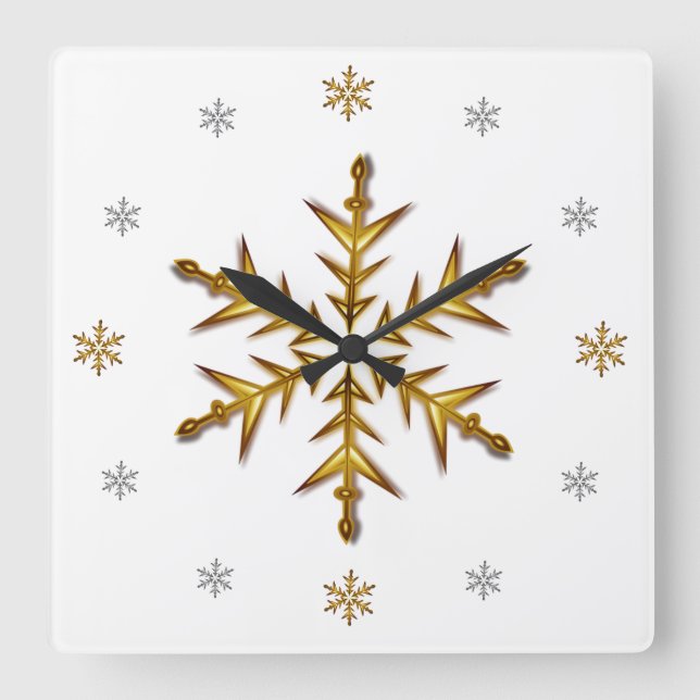 Carrée "Gala Snow" : # d'or et d'argent, horloge Carré bl (Recto)