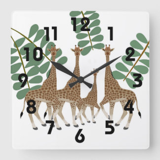 Carrée Girafes Horloge