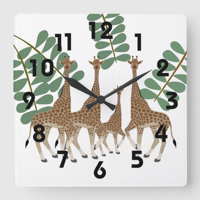Carrée Girafes Horloge (Recto)