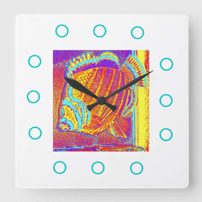 CARRÉE GRANDE HORLOGE ORANGE DE POISSONS (Recto)