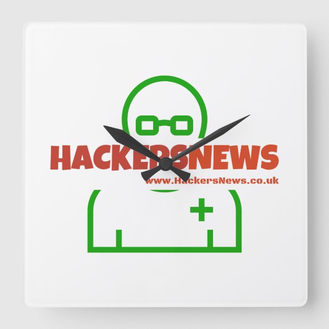 Carrée Hackers News Horloge Avec Notre Site (Recto)