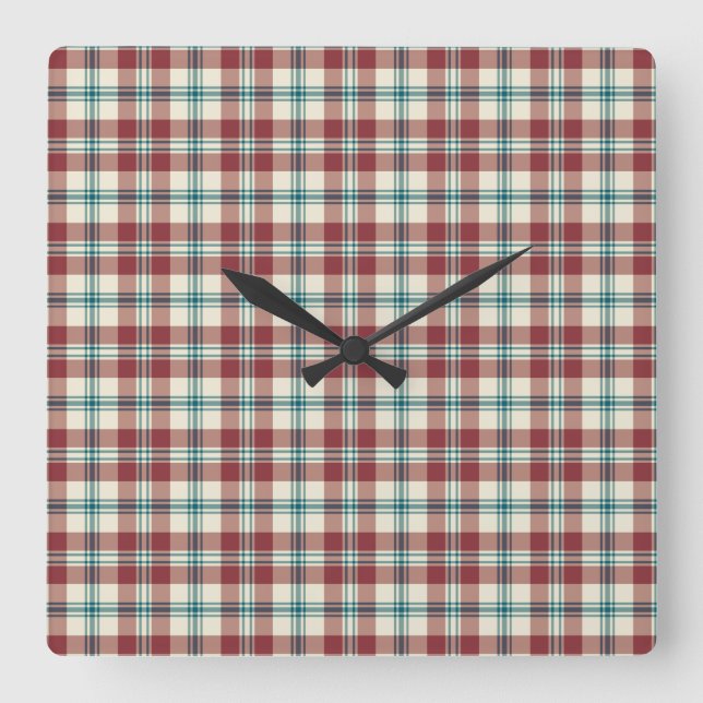 Carrée Heffalums Rouge, Bleu, Beige Mur Plaid Horloge (Recto)