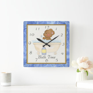 Carrée Heure du bain Horloge de l'ours