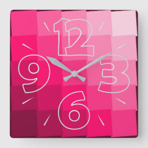 Carrée Horloge 15 - nombres et tirets