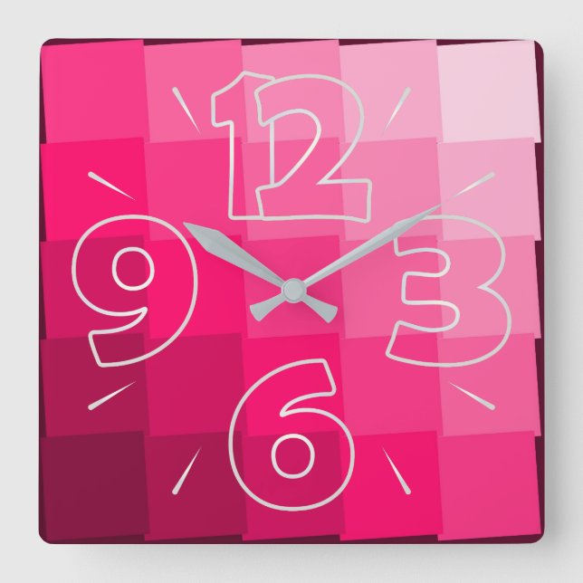 Carrée Horloge 15 - nombres et tirets (Recto)