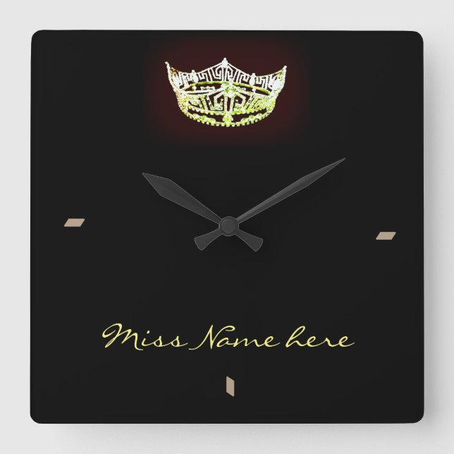 Carrée Horloge à couronne jaune style Miss America (Recto)