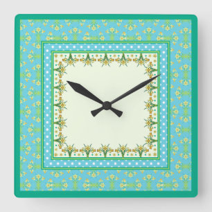 Carrée Horloge à la bordure et à la paroi Pois des jonqui