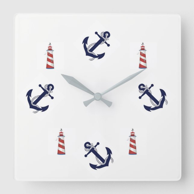 Carrée Horloge À Thème Nautique (Recto)