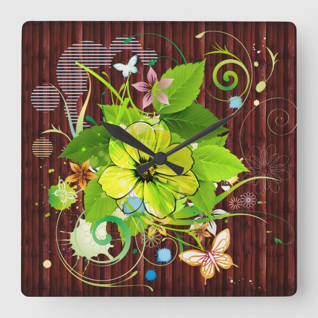 Carrée Horloge Abstraite Art 36 (Recto)