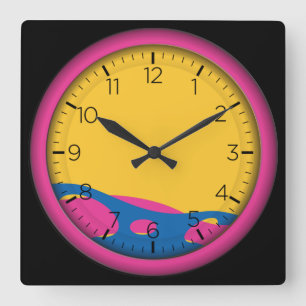 Carrée Horloge Abstraite colorée du mur Carré