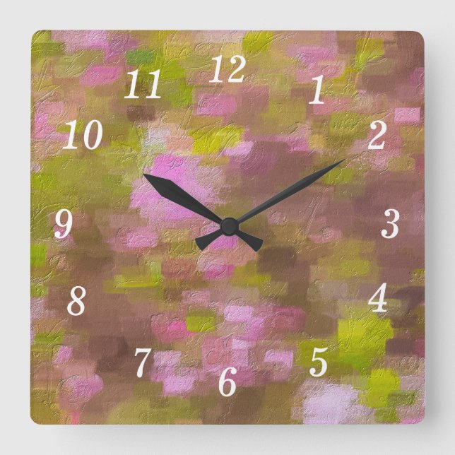 Carrée Horloge Abstraite de la saison printanière (Recto)