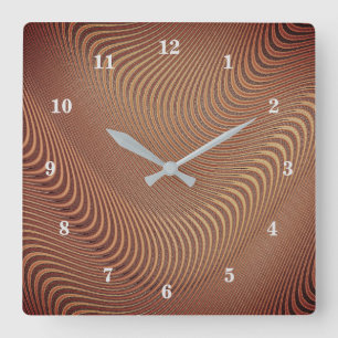 Carrée Horloge Abstraite des vagues d'or