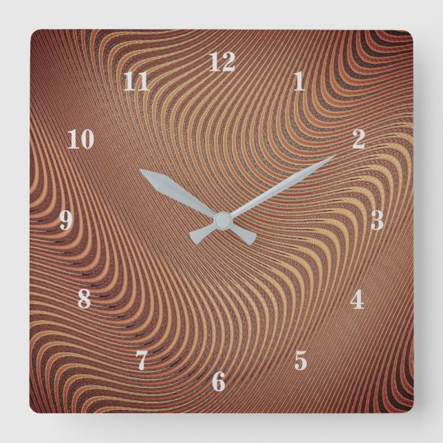 Carrée Horloge Abstraite des vagues d'or (Recto)