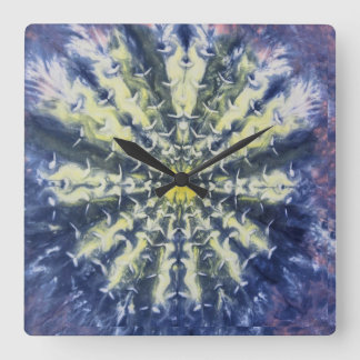 Carrée Horloge Abstraite en plume de paon