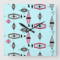 Horloge acrylique Motif rose et gris atomique