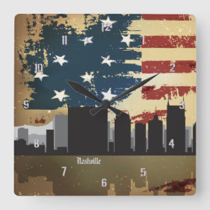 Carrée Horloge américaine de Nashville, paysage urbain d