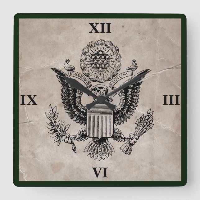 Carrée Horloge américaine Old Fashioned armoiries (Recto)