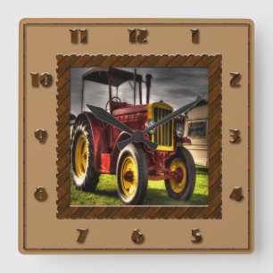 Carrée Horloge antique de tracteur