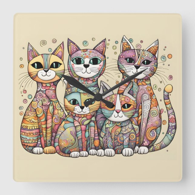 Carrée horloge apaisante pour chats (Recto)
