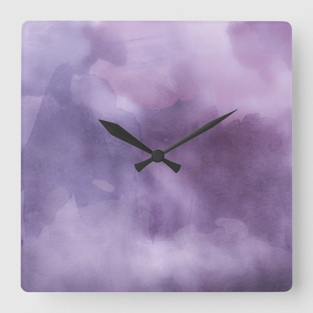 Carrée Horloge - Aquarelle violets (Recto)