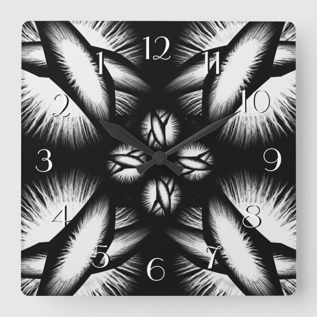 Carrée Horloge arrière noire et blanche (Recto)
