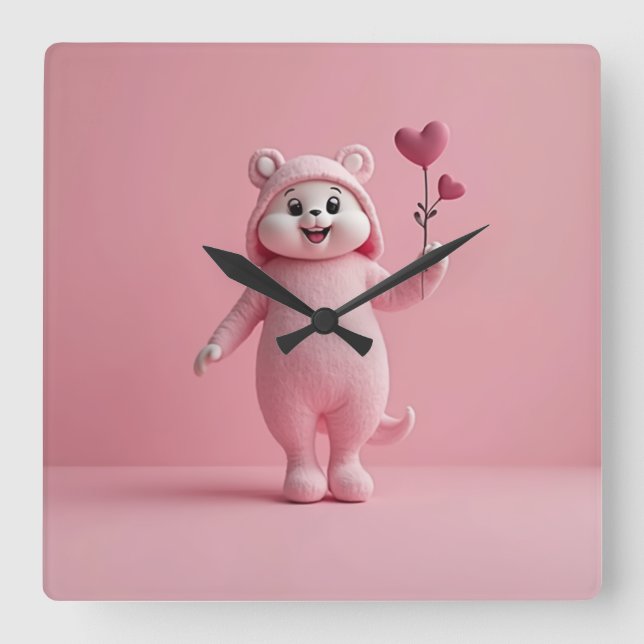 Carrée horloge arrière - plan rose (Recto)