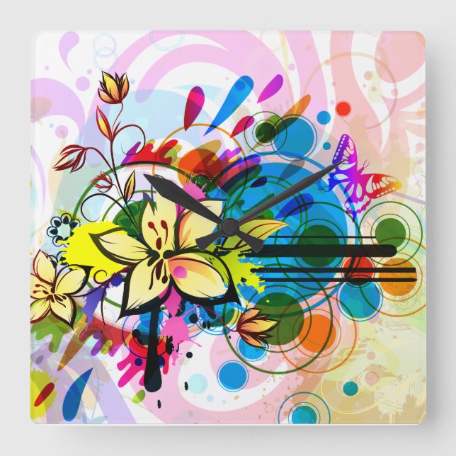 Carrée Horloge Art 26 Abstraite (Recto)