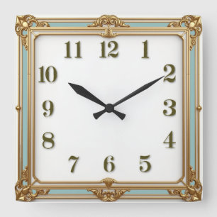 Carrée Horloge Art Déco verte
