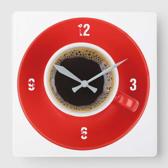 Carrée Horloge avec du café d'Americano (Recto)