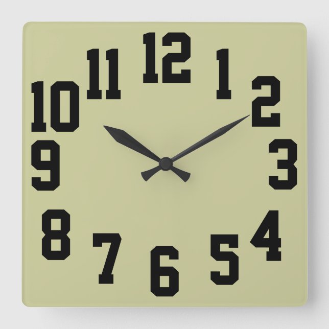 Carrée Horloge avec grands chiffres facile à lire (Recto)