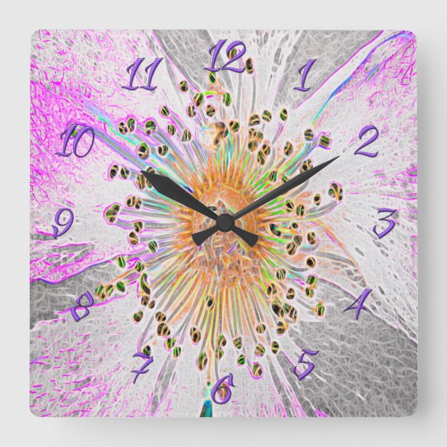 Carrée Horloge avec une photo numérique améliorée (Recto)