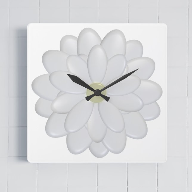 Carrée Horloge blanche Carré moderne (A large white daisy square clock just for you)