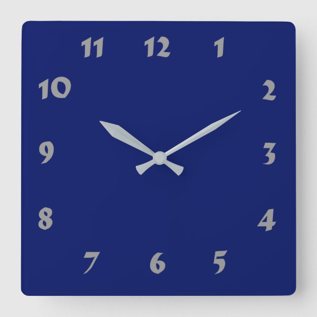 Carrée Horloge bleue marine numérique modifiable (Recto)