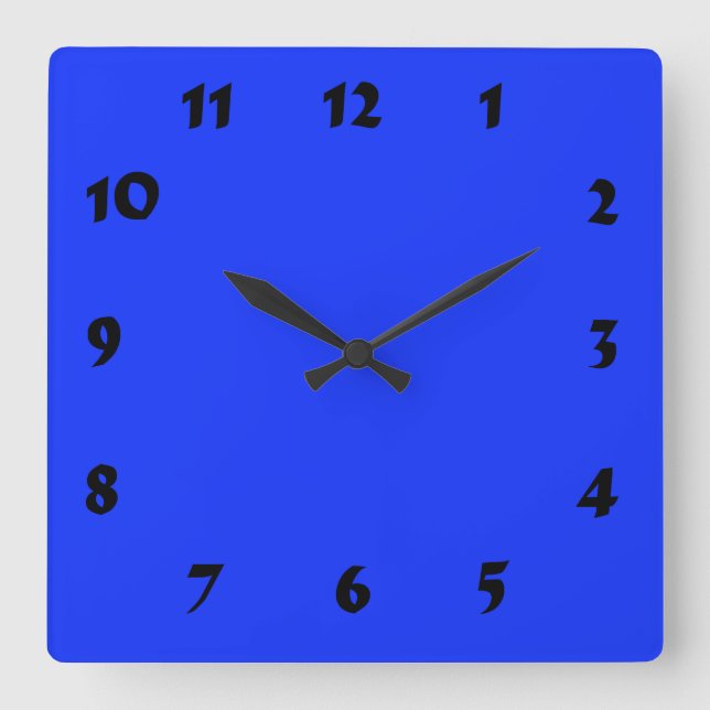 Carrée Horloge Bleue Néon Clair Numérique Changeable (Recto)
