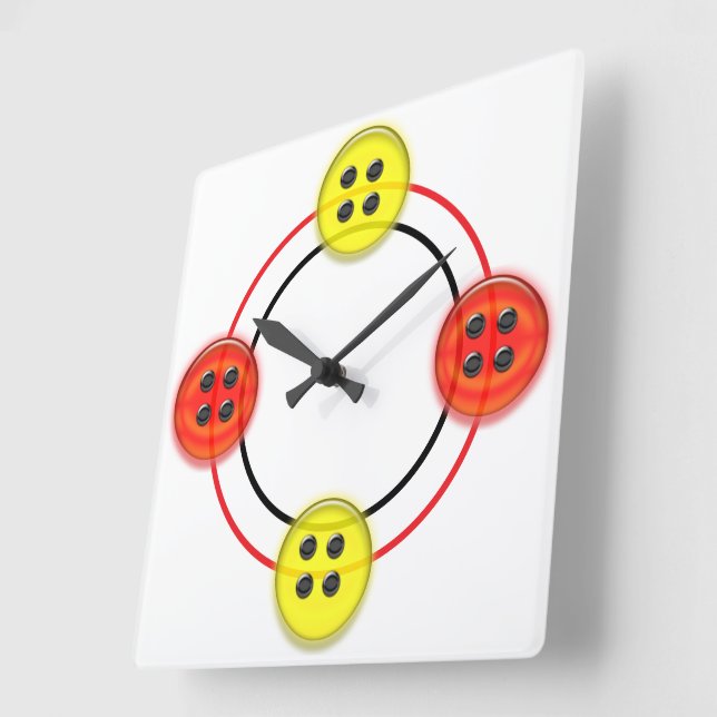 Carrée Horloge - Boutons 3D (Angle)