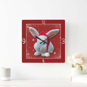 Carrée Horloge Bunny Père Noël Noël