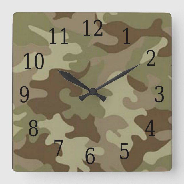 Carrée Horloge Carré Camouflage (Recto)
