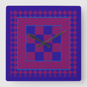 Carrée Horloge Carré Chic, Violet, Bleu, Polkas Plum