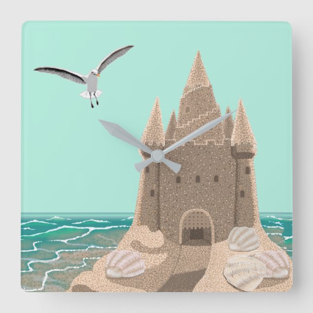 Carrée Horloge carré de la Mouette de Sandcastle (Recto)