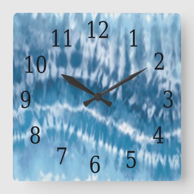 Carrée Horloge Carré de teinture bleue (Recto)