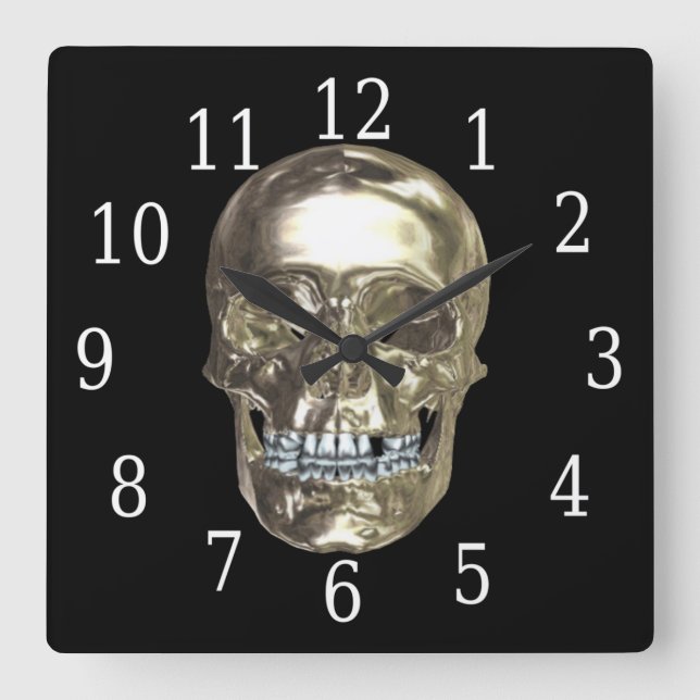 Carrée Horloge Carré du crâne Chrome (Recto)