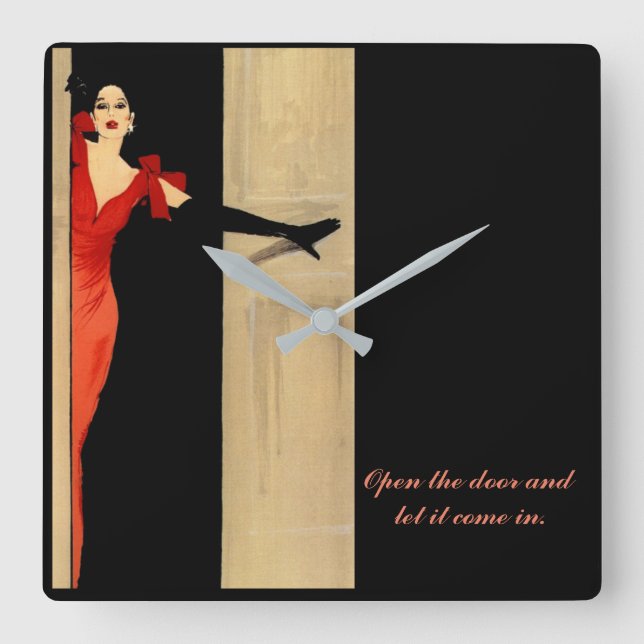 Carrée Horloge carré moderne avec proverbe (Recto)