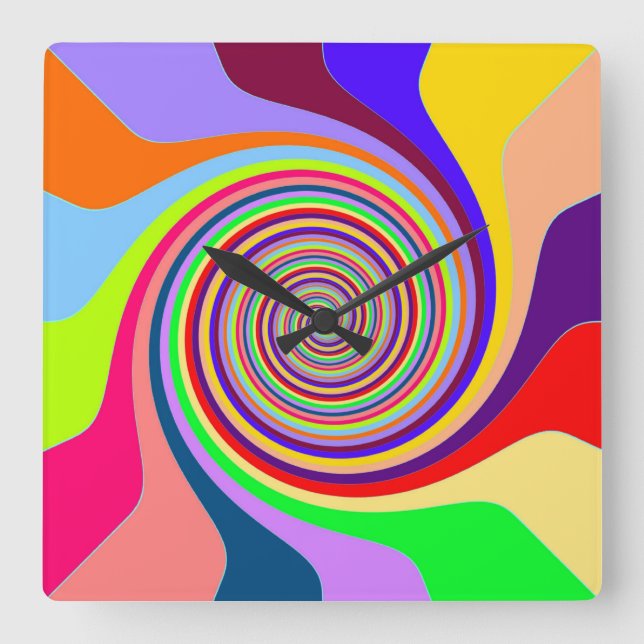 Carrée Horloge Carré Pastel Swirl (Recto)