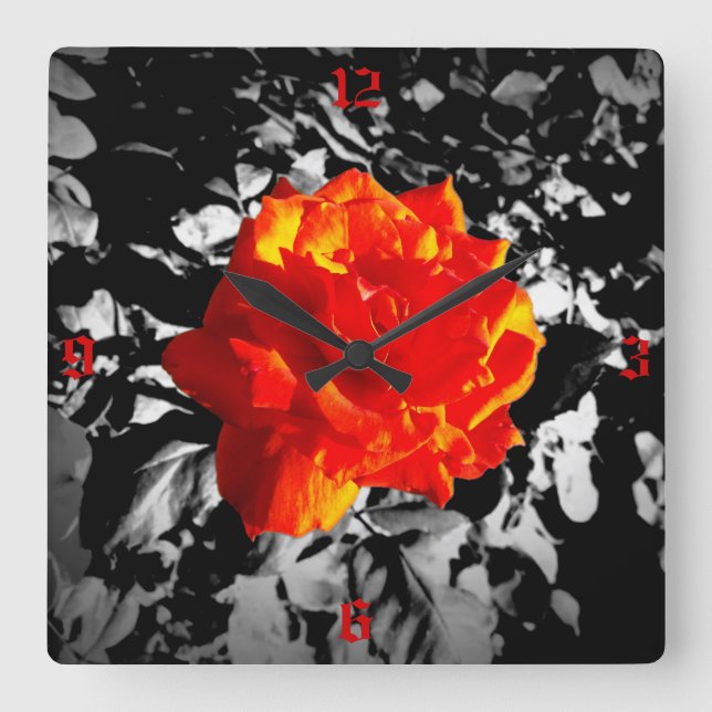 Carrée Horloge Carré rouge rose (Recto)