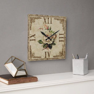 Carrée Horloge Carré Vintage Shabby Look "Rose natur"