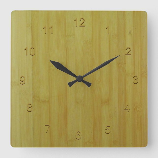 Carrée Horloge - Cartes en bambou (Recto)