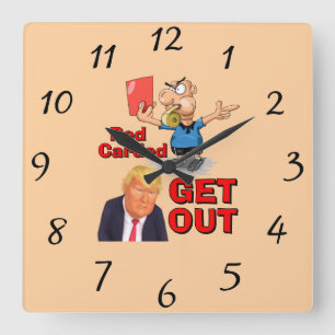 Carrée Horloge Carton Rouge