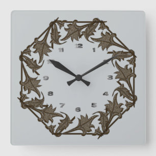 Carrée Horloge - Cercle de Feuilles