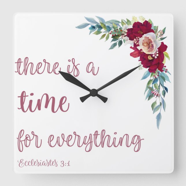 Carrée Horloge chrétienne moderne | Ecclesiastes 3:1 (Recto)